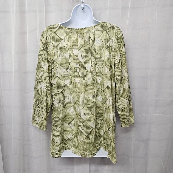 J. Jill Green Geometric Boho Peasant Blouse Hippie Festival L - Picture 7 of 12